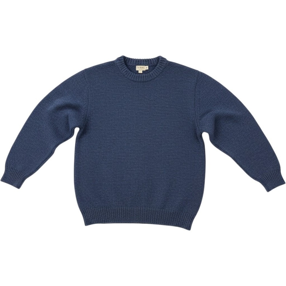 L.L. Bean Sweater Mens XL Blue Lambswool Crewneck Knit Classic Closet Staple